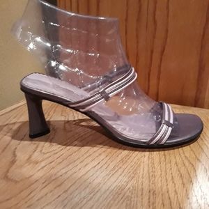 Purple Leather Slide Sandals